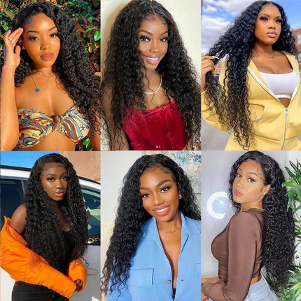 Afro Kinky Curly Clip in Hair Extensions Human Hair 12A Brazilian Hair Water Wave Clip Ins 120g Natural Black 8Pcs/Set Full Head