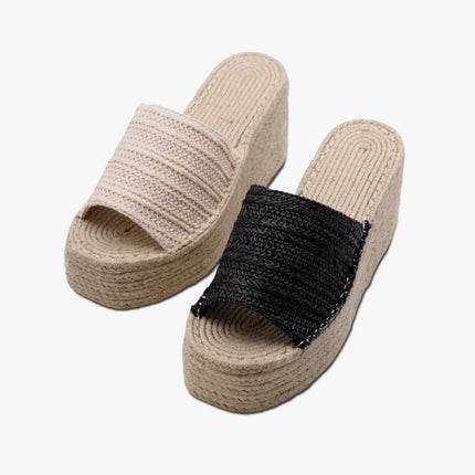 Soraia Shoes Women's Platform Sneakers Open Toe and Open Heel Wedge Sandals Summer High Heel Espadrilles Jute Shoes Summer Fashion Young Fashion PlatiNum