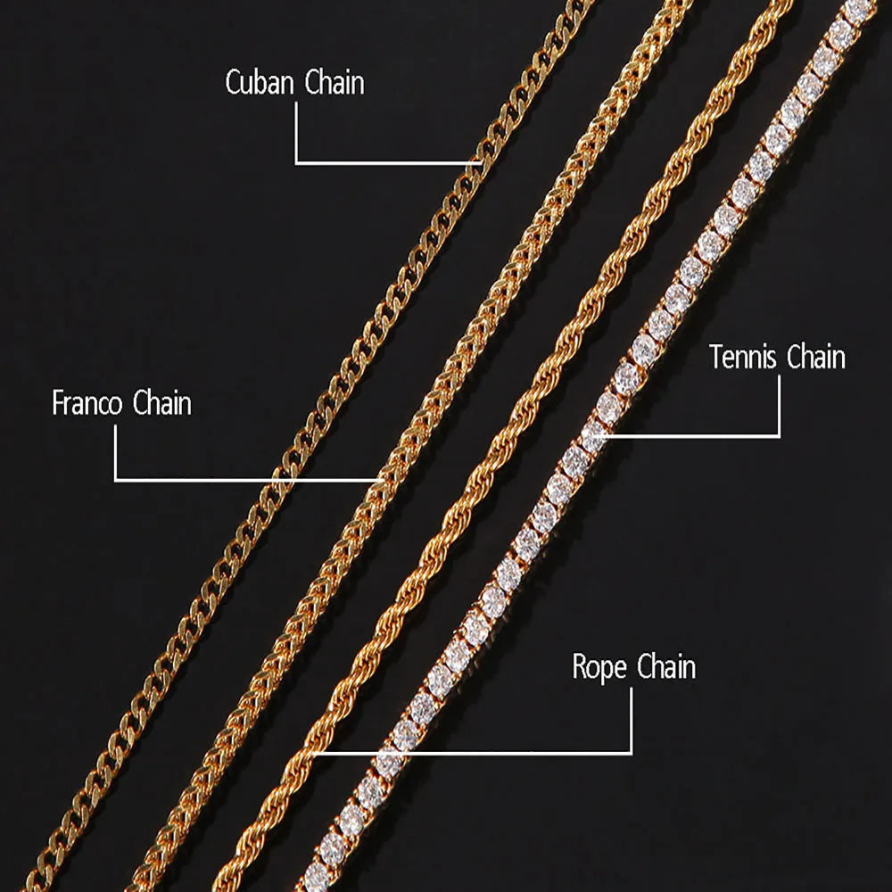 UWIN Collana con ciondolo con lettera iniziale per donna Uomo Ciondoli con zirconi baguettecz ghiacciati con catena da tennis Gioielli Hip Hop per regalo