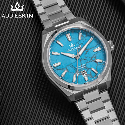 ADDIESKIN K010 Men's Automatic Watch Natural Stone Dial Tiger Eye Turquoise Goldstone Sapphire Crystal Miyota 9015 BGW9 Luminous