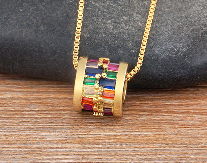 AIBEF Daily Wear collana con ciondolo rotondo con cerchio di strass temperamento alla moda gioielli semplici e versatili regalo di accessori di lusso