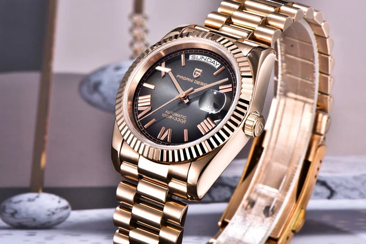 Nuovo Orologio da Uomo di Lusso PAGANI DESIGN add36 Dorato 2026, Orologio Meccanico Automatico con Vetro Zaffiro AR Protettivo, Cassa in Acciaio Inossidabile, Datario, da Polso