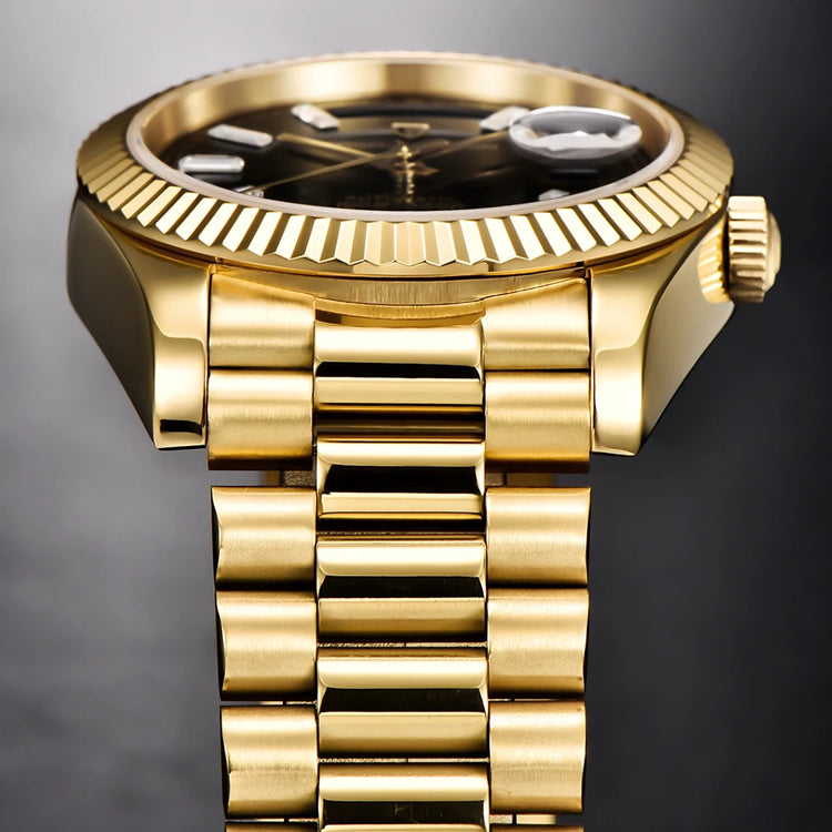 Nuovo Orologio da Uomo di Lusso PAGANI DESIGN add36 Dorato 2026, Orologio Meccanico Automatico con Vetro Zaffiro AR Protettivo, Cassa in Acciaio Inossidabile, Datario, da Polso