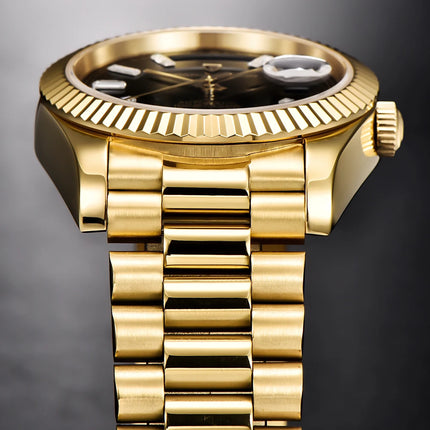 Nuovo Orologio da Uomo di Lusso PAGANI DESIGN add36 Dorato 2026, Orologio Meccanico Automatico con Vetro Zaffiro AR Protettivo, Cassa in Acciaio Inossidabile, Datario, da Polso