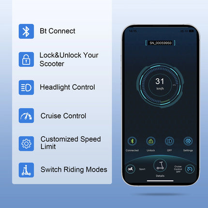 Scooter elettrico JUICEASE TX01 per adulti 7.8Ah 350W Motore potente fino a 31KM/H Velocità Smart APP Scooter elettrico con 5.2 chip