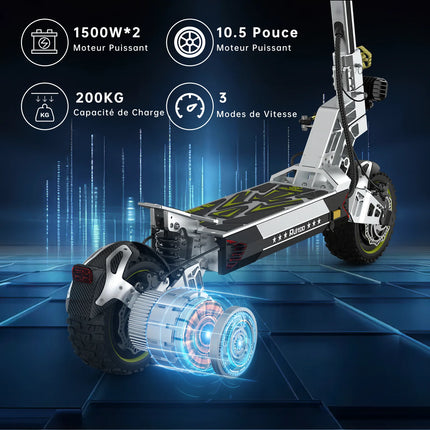 RUITOO T3MAX 3200W Scooter Elettrico Scooter 85KM Gamma 60V20.8AH Batteria Ultra Lunga Capacità 10.5 Pollici Smart Scooter Elettrico