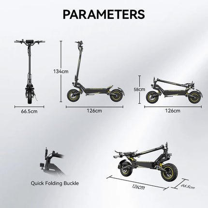 Scooter elettrico per adulti con pneumatici fuoristrada da 11 pollici, oot10 900W 48V, batteria da 13,5 Ah, display a LED.