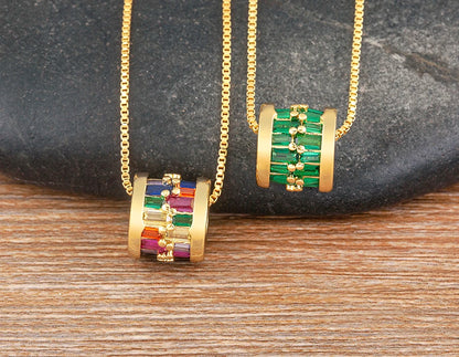 AIBEF Daily Wear collana con ciondolo rotondo con cerchio di strass temperamento alla moda gioielli semplici e versatili regalo di accessori di lusso