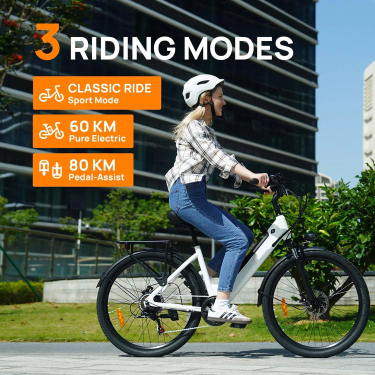 Bicicletta elettrica da pendolarismo Urlife E26, 26 pollici, 36V 13Ah, batteria rimovibile, 32 km/h, e-bike per adulti, bicicletta elettrica per il pendolarismo verso il lavoro