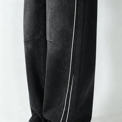 High Waist woman Jeans Barrel Model Black Denim Vintage Wash Sparse Brilliant Detail large trousers Leg Curved Streetwear Y2K Fashion Casual Outfits YW-1842
