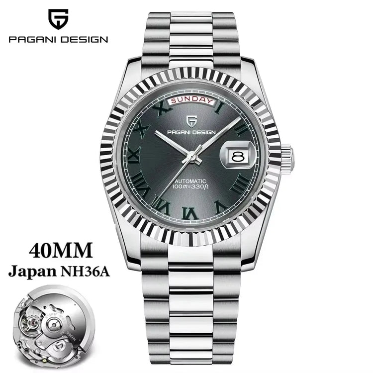 PAGANI DESIGN Nuovo Orologio da Uomo 40mm con Calendario Settimanale, Acciaio Inossidabile, Impermeabile 100M, Vetro Zaffiro AR, Movimento Giapponese di Lusso