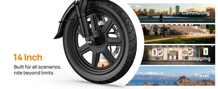 URLIFE F1L Bicicletta Elettrica Pieghevole da 14 Pollici, Motore 500W, Batteria Rimovibile 48V 7.5Ah, Autonomia 40KM, Sospensione Anteriore Idraulica, Freni a Disco Doppi, E-bike per Adulti e Pendolari Urbani