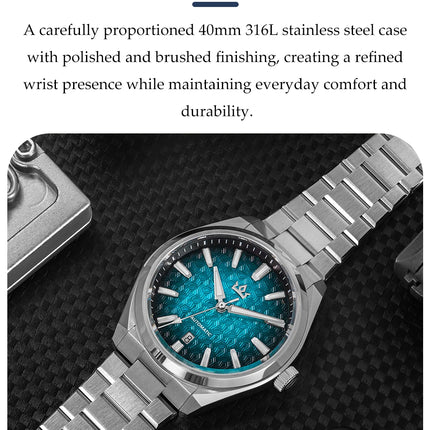 AddiesKin K014 Mechanical Watch for Men ST2130 Automatic Movement (ETA 2824 Compatible) 40mm Stainless Steel Case Cameo Shell