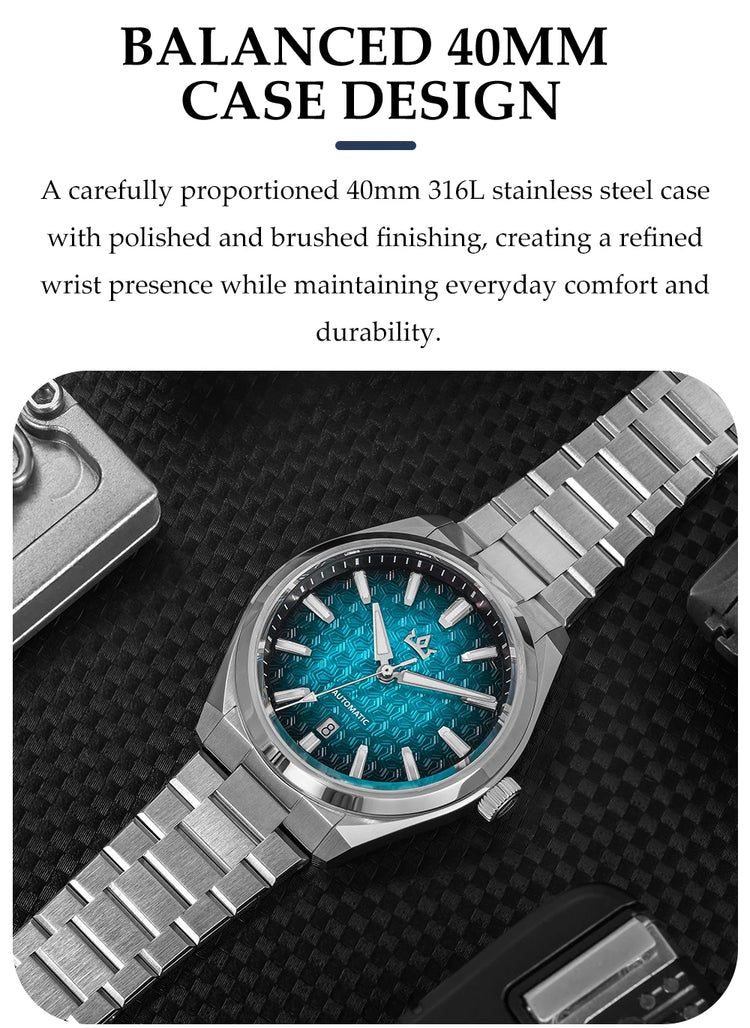 AddiesKin K014 Mechanical Watch for Men ST2130 Automatic Movement (ETA 2824 Compatible) 40mm Stainless Steel Case Cameo Shell