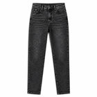 High Waist Straight Jeans Black Grey woman Wash Stone Rhinestones Soft Denim Slim Comfortable Modern Style City Outings Evening Special FX5311
