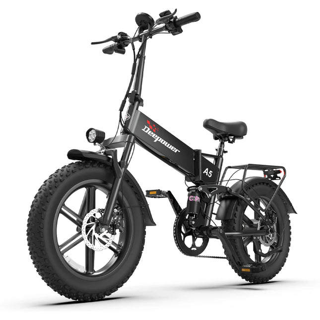 Bicicletta Elettrica Pieghevole DEEPOWER A5 1500W, LG Batteria Rimovibile 48V 15.6Ah, Bici Elettrica All-Terrain da 20 Pollici, E-Bike per Pendolari Urbani