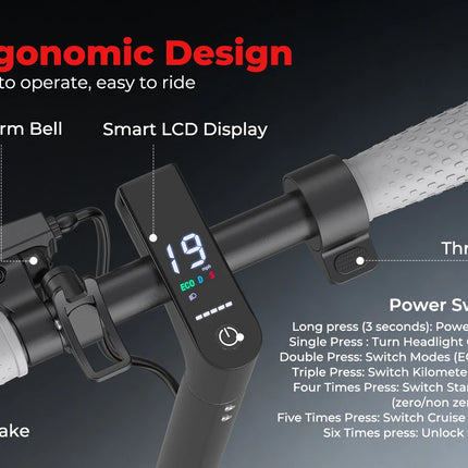 Monopattino Elettrico Pieghevole Portatile da 350W con Luci LED, Velocità Massima di 30 km/h, Capacità di Carico di 120 kg e Autonomia Fino a 32 km, Disponibile in Magazzino UE per una Guida Notturna Più Sicura