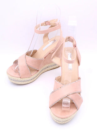 Soraia shoes Women's Glitter Stone Wedge Platform Sandal Wedge Sandal Summer Fashion Sandal PlatiNum