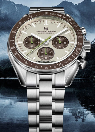 Nuovo Orologio da Uomo PAGANI DESIGN Moon Tan 2026, Orologio al Quarzo di Lusso con Vetro Zaffiro AR, Cronografo Impermeabile, Spedizione Locale