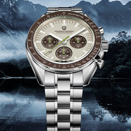 Nuovo Orologio da Uomo PAGANI DESIGN Moon Tan 2026, Orologio al Quarzo di Lusso con Vetro Zaffiro AR, Cronografo Impermeabile, Spedizione Locale