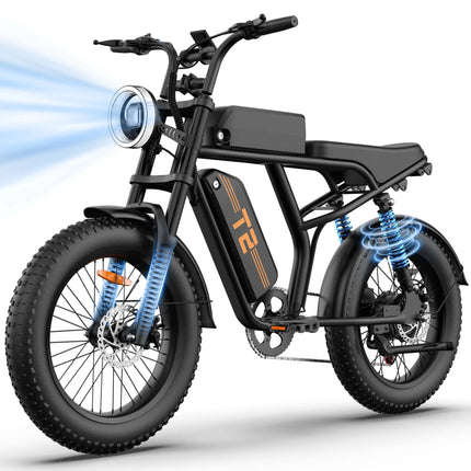 Bicicletta Elettrica URLIFE T2 con Pneumatici Larghi per Adulti, Batteria al Litio Rimovibile 48V 15.6Ah, Autonomia 100KM, Ruote 20×4 Pollici, E-bike Fuoristrada con Doppio Freno a Disco, Spedizione Gratuita