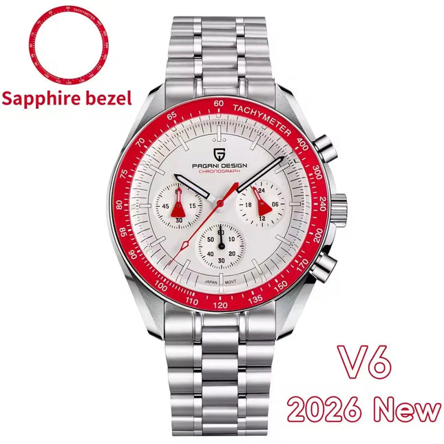 Nuovo orologio da uomo PAGANI DESIGN Saturn, orologio al quarzo di lusso da uomo, cronografo sportivo, vetro zaffiro AR, vetro ceramico luminoso, impermeabile, acciaio inossidabile, regalo ideale