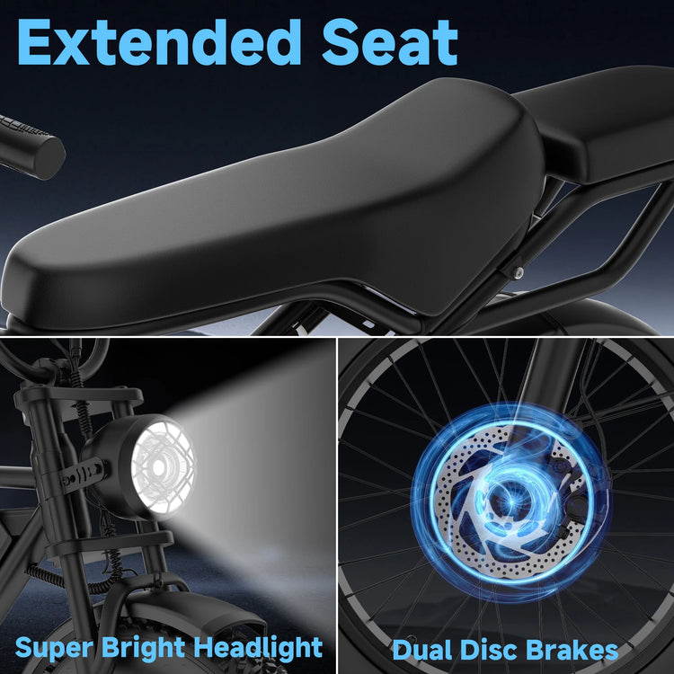 EU Stock Electric Bicycle 1500W Motor 20 Inch Anti-slip Shock Absorb Tires Super Bright Front Light Max Load 120Kg For Suburb Long Distance Riding