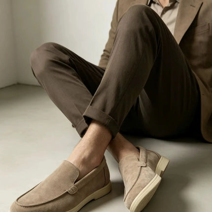 Mocassini classici slip-on in finta pelle scamosciata da uomo, scarpe casual da guida con suola in gomma morbida antiscivolo per l'uso quotidiano