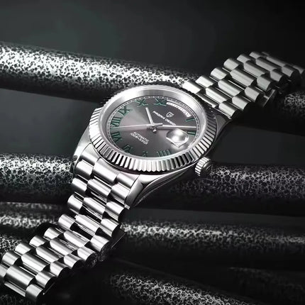 PAGANI DESIGN Nuovo Orologio da Uomo 40mm con Calendario Settimanale, Acciaio Inossidabile, Impermeabile 100M, Vetro Zaffiro AR, Movimento Giapponese di Lusso