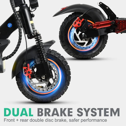 Monopattino Elettrico per Adulti, Motore 800W, Batteria 48V 15AH, Velocità Massima 45KM/H, Pneumatici Fuoristrada da 10 Pollici, Doppio Freno
