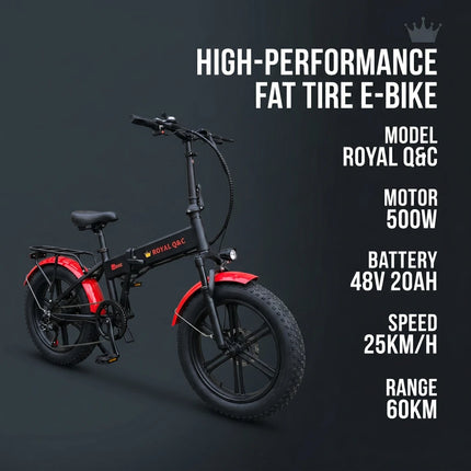 ROYAL Q&C E-BIKE 48V 25AH Velocità Massima 24,99KM/H Autonomia Massima 60KM