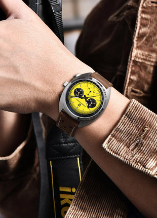 PAGANI DESIGN Nuovo Orologio da Uomo Turtle Back Cronografo al Quarzo con Vetro Zaffiro e Bracciale, Movimento Giapponese VK63, Spedizione Locale