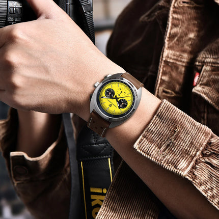 PAGANI DESIGN Nuovo Orologio da Uomo Turtle Back Cronografo al Quarzo con Vetro Zaffiro e Bracciale, Movimento Giapponese VK63, Spedizione Locale