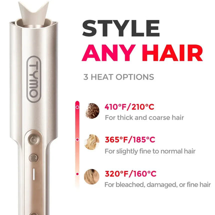 TYMO CURLPRO PLUS Auto Rotating Curling Iron Ceramic Curler, Anti-Scald, Anti-Tangle,32MM,600m Ion, Dual Voltage, for Women