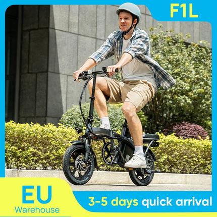 URLIFE F1L Bicicletta Elettrica Pieghevole da 14 Pollici, Motore 500W, Batteria Rimovibile 48V 7.5Ah, Autonomia 40KM, Sospensione Anteriore Idraulica, Freni a Disco Doppi, E-bike per Adulti e Pendolari Urbani