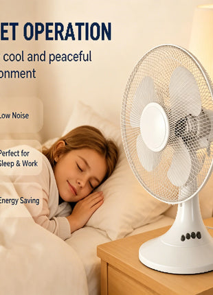 Ventilatore da tavolo elettrico con 3 velocità, silenzioso, 30 °   Inclinabile °   Protezione in rete sicura, a basso consumo energetico, per camera da letto, ufficio e stanza