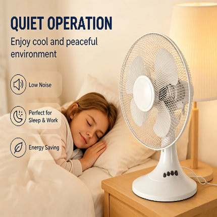 Ventilatore da tavolo elettrico con 3 velocità, silenzioso, 30 °   Inclinabile °   Protezione in rete sicura, a basso consumo energetico, per camera da letto, ufficio e stanza