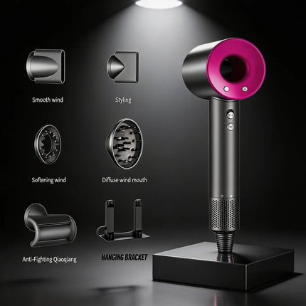 Professional Ionic Dryer 1600W, High Speed V9 Digital Motor 110000Rpm, Air Multiplier Technology, Intelligent Temperature Control, Silent Hair Dryer for Professional and Home Use