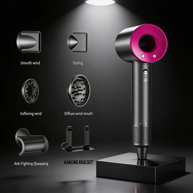 Professional Ionic Dryer 1600W, High Speed V9 Digital Motor 110000Rpm, Air Multiplier Technology, Intelligent Temperature Control, Silent Hair Dryer for Professional and Home Use