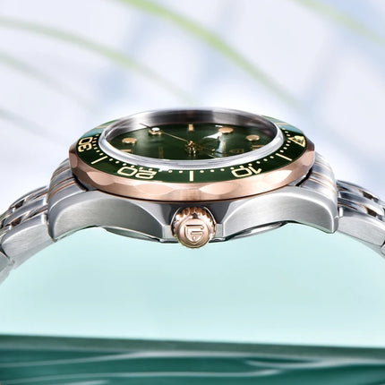 PAGANI DESIGN Orologio subacqueo automatico di lusso verde da uomo, Nuova collezione, Orologio meccanico MIYOTA 8215 da uomo, Spedizione locale