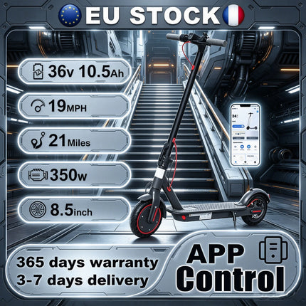 Monopattino Elettrico 350W con Batteria 36V 10.5Ah, Velocità Massima 30 km/h, Autonomia Fino a 34 km, Controllabile tramite App, Pieghevole, Perfetto per Ragazzi che Esplorano la Città - Disponibile in Magazzino UE