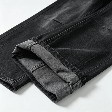 Women's Jeans High Waist Wide Leg Black With Glitter Effect Denim Detail Vintage Wash Side Seams, Large Comfortable Streetwear pants Ideal For Casual Outing And Urban Looks Soft Non-Stringing Fabric YW-1842