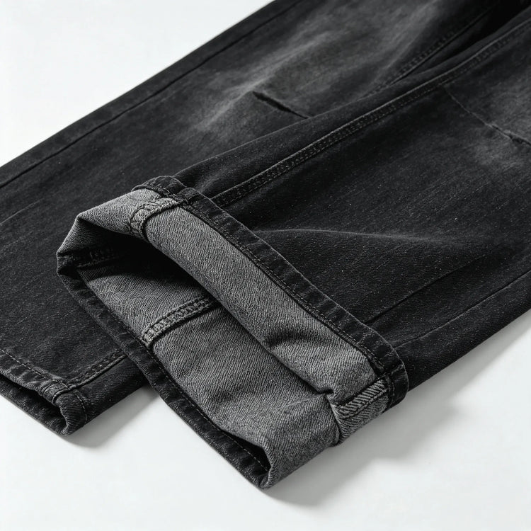 Women's Jeans High Waist Wide Leg Black With Glitter Effect Denim Detail Vintage Wash Side Seams, Large Comfortable Streetwear pants Ideal For Casual Outing And Urban Looks Soft Non-Stringing Fabric YW-1842