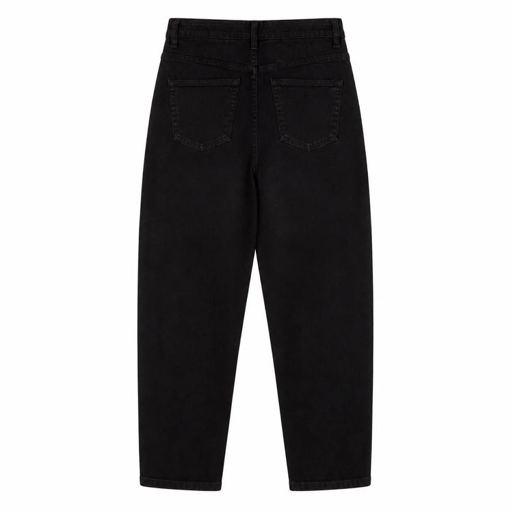 Black Black woman Balloon Jeans High Waist Dark Wash Soft Fit Loose Pockets Classic Casual Urban Streetwear Curled Silhouette Ideal For Daily Outfits Outings FX5314-3