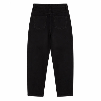 Black Black woman Balloon Jeans High Waist Dark Wash Soft Fit Loose Pockets Classic Casual Urban Streetwear Curled Silhouette Ideal For Daily Outfits Outings FX5314-3