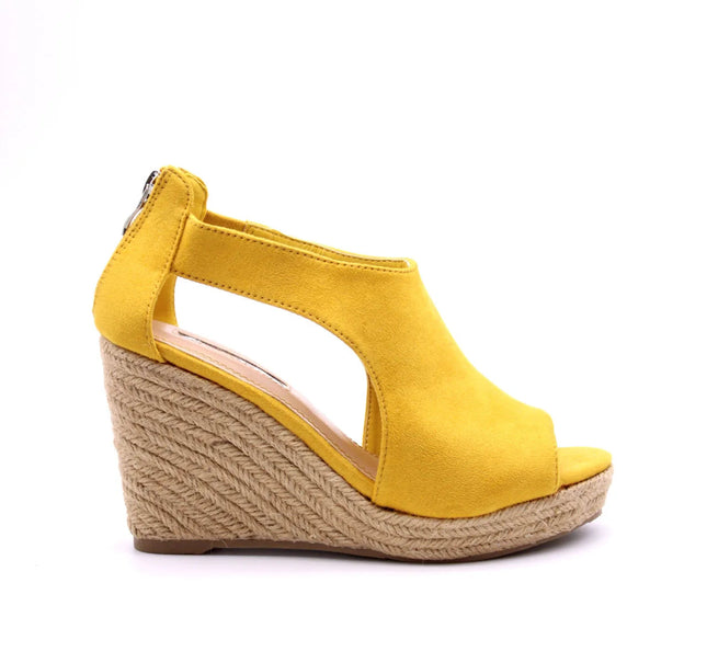 Soraia shoes Women's Suede Sandals with Wedge and zipper on the Heel, zipper Sandals, zipper, Heel and Toe, Young Fashion, Summer. PlatiNum