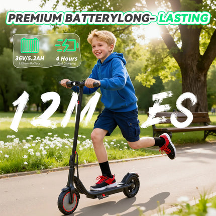 EU Stock 350W Lightweight Folding Electric Scooter 12 Miles Mileage 19MPH Top Speed 36V5.2AH Battery Three Speed Regulation App Control IPX4 Waterproof 8.5 Inch Solid Tire Max 120Kg Load For Weekend & Weekday Short Trips