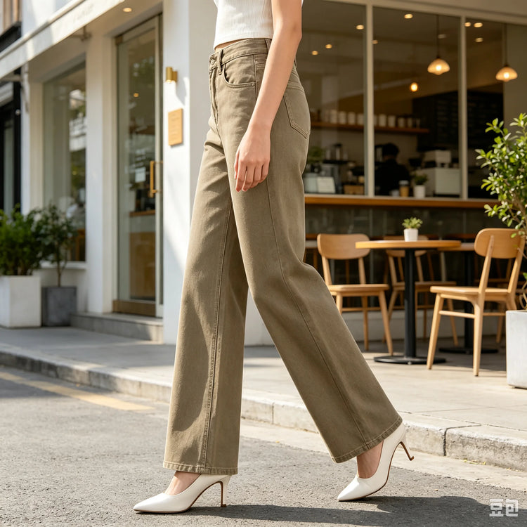 High Waist Wide Leg woman Jeans Vintage Wash large trousers Casual Five Pocket Fashion Smooth Fit For Daily Outfit Urban Look FX1338-3