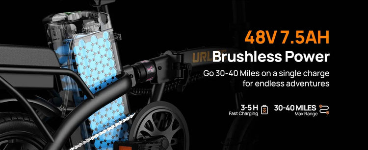URLIFE F1L Bicicletta Elettrica Pieghevole da 14 Pollici, Motore 500W, Batteria Rimovibile 48V 7.5Ah, Autonomia 40KM, Sospensione Anteriore Idraulica, Freni a Disco Doppi, E-bike per Adulti e Pendolari Urbani