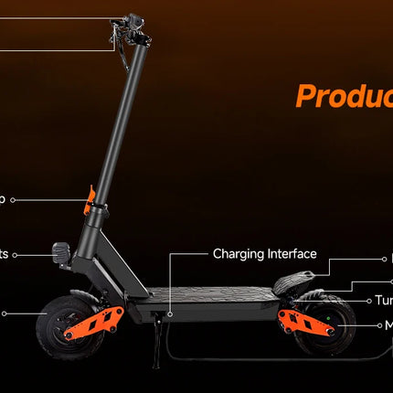 SUNNIGOO Scooter elettrico per adulti Motore da 800 W Batteria 48V15AH Escooter fuoristrada 10 "Pneumatico fuoristrada E-Scooter pieghevole per tutti i terreni